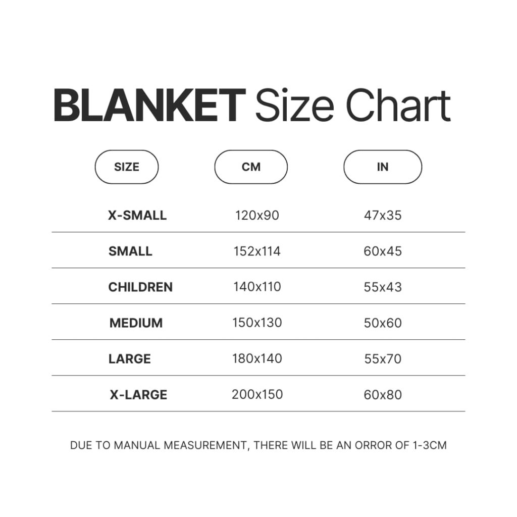 Blanket Size Chart - Tate McRae Shop