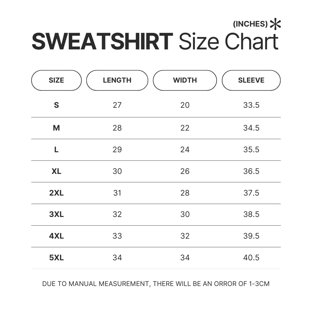 Sweatshirt Size Chart - Tate McRae Shop